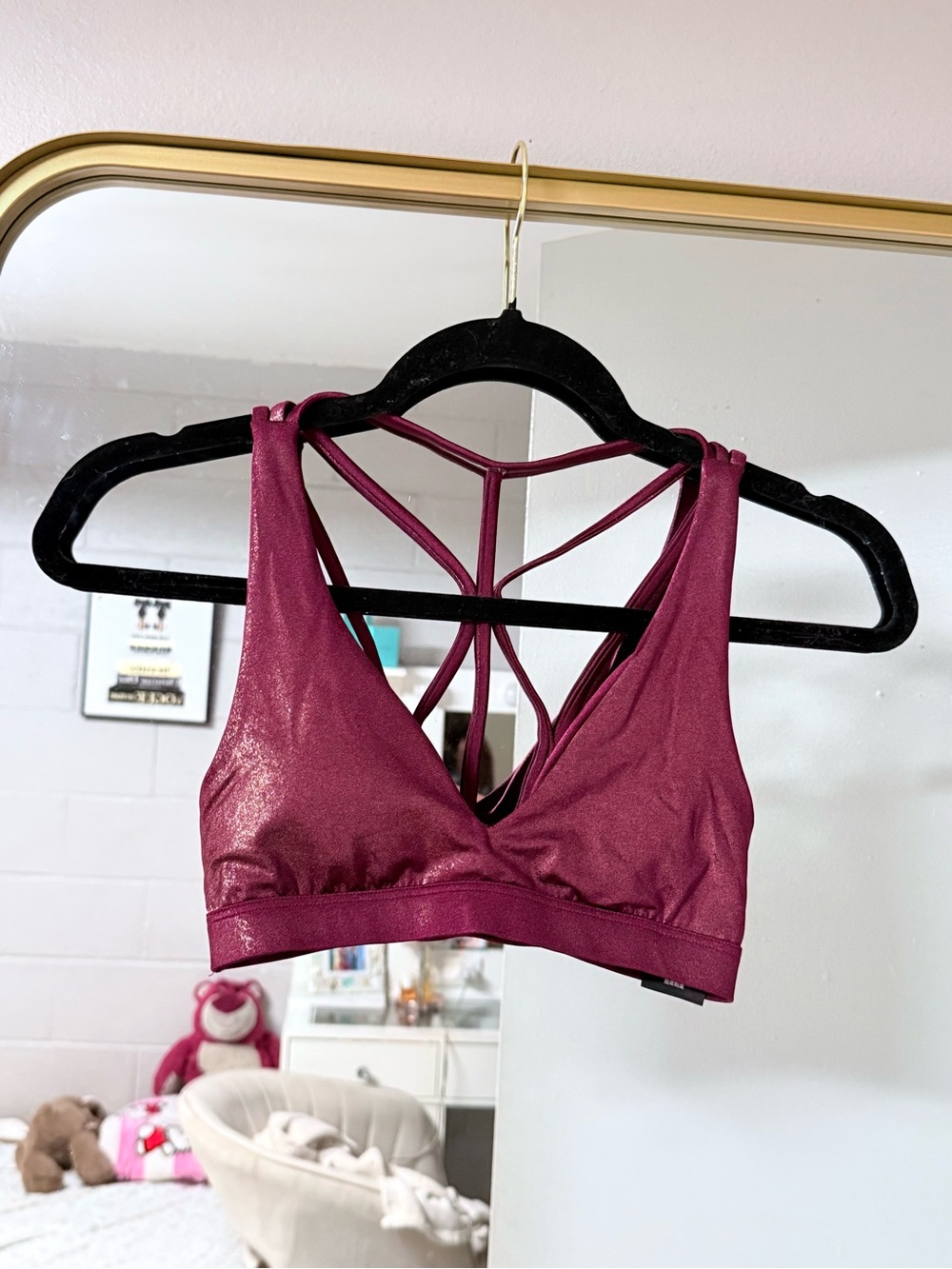 Victoria's Secret PINK Strappy V‑Neck Bralette in Wine